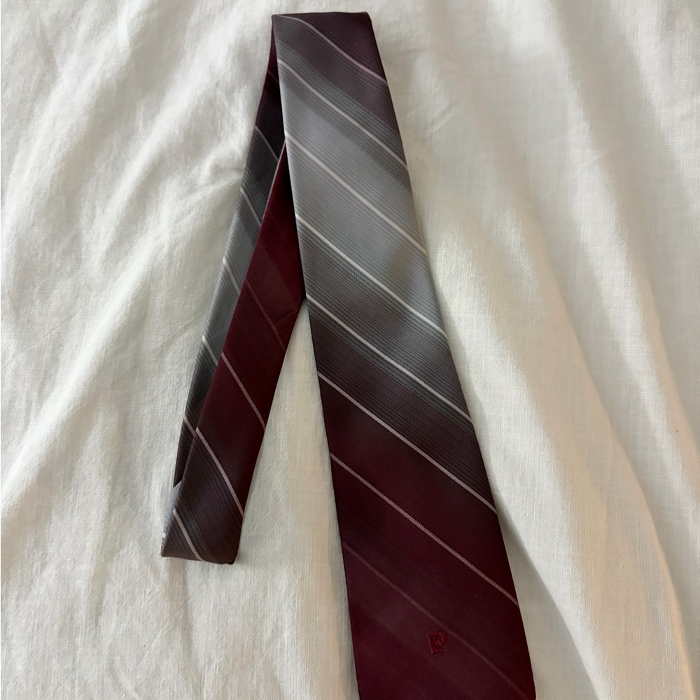 Vintage (Pierre Cardin) Burgundy and Gray Diagonal Tie
